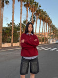 DAXUEN Men's wide-leg denim cargo shorts — model photo