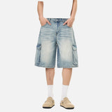DAXUEN Men's wide-leg denim cargo shorts