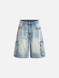 DAXUEN Men's wide-leg denim cargo shorts
