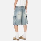 DAXUEN Men's wide-leg denim cargo shorts