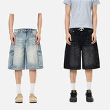 DAXUEN Men's wide-leg denim cargo shorts