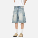 DAXUEN Men's wide-leg denim cargo shorts