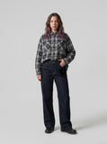 DAXUEN Wide-leg denim jeans with unique patches — model photo