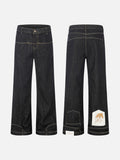DAXUEN Wide-leg denim jeans with embroidered details