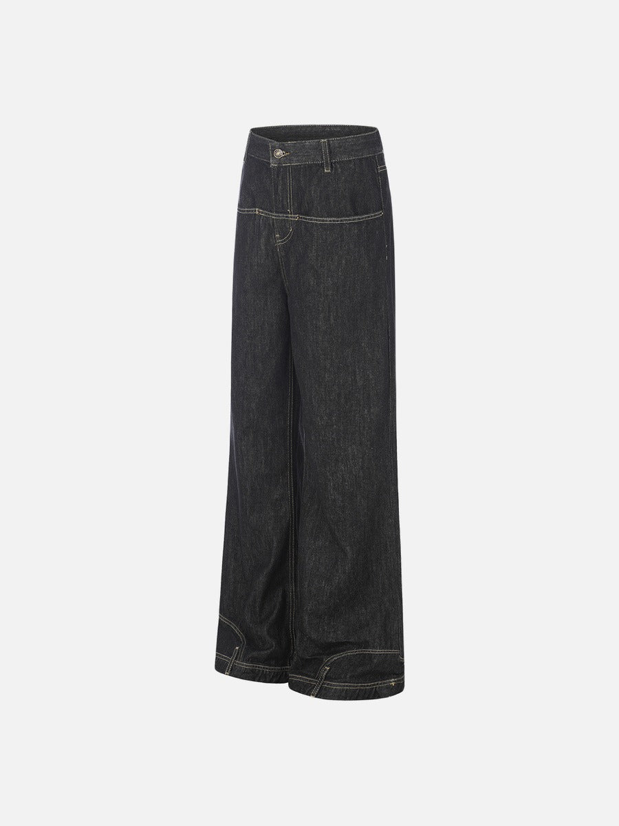 DAXUEN Wide-leg denim jeans with embroidered details