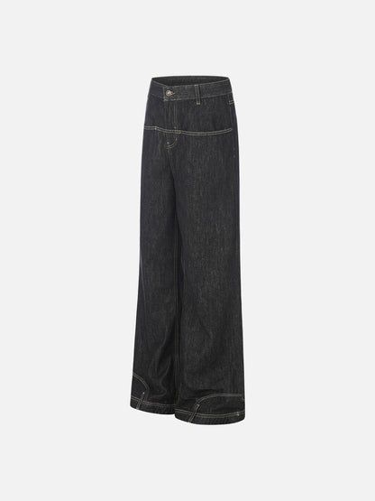 DAXUEN Wide-leg denim jeans with embroidered details