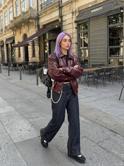 DAXUEN Wide-leg denim jeans with embroidered details — model photo