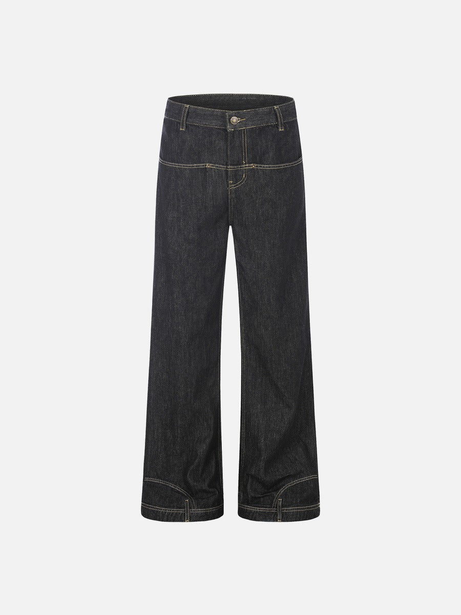 DAXUEN Wide-leg denim jeans with embroidered details