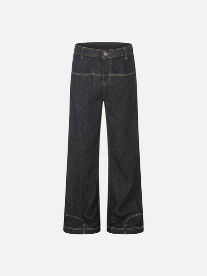 DAXUEN Wide-leg denim jeans with embroidered details