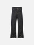 DAXUEN Wide-leg denim jeans with embroidered details