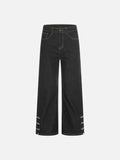 DAXUEN High-waisted wide-leg denim jeans with metal clasps
