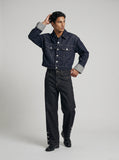 DAXUEN High-waisted wide-leg denim jeans with metal clasps — model photo