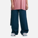 DAXUEN Wide-leg denim jeans with sash