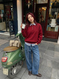DAXUEN Wide-leg denim jeans with sash — model photo