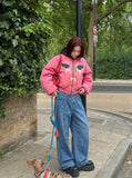 DAXUEN Wide-leg denim jeans with sash — model photo