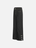 DAXUEN Wide-leg denim pants with slits and contrasting stitching