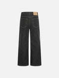 DAXUEN Wide-leg denim pants with slits and contrasting stitching