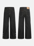 DAXUEN Wide-leg denim pants with slits and contrasting stitching