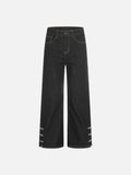 DAXUEN Wide-leg denim pants with slits and contrasting stitching