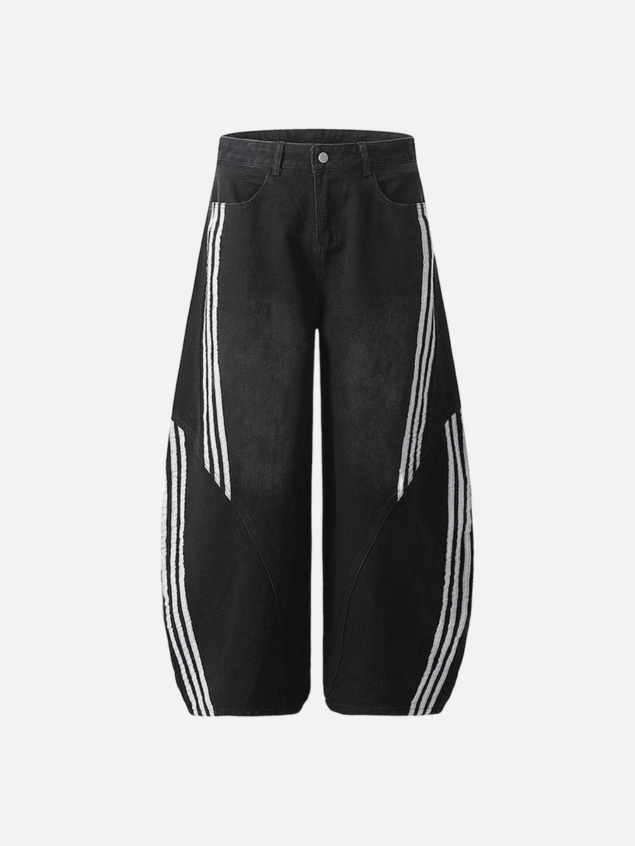 DAXUEN Wide-leg denim pants with stripes