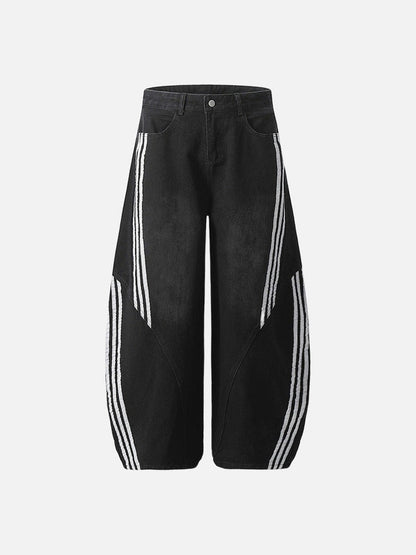 DAXUEN Wide-leg denim pants with stripes
