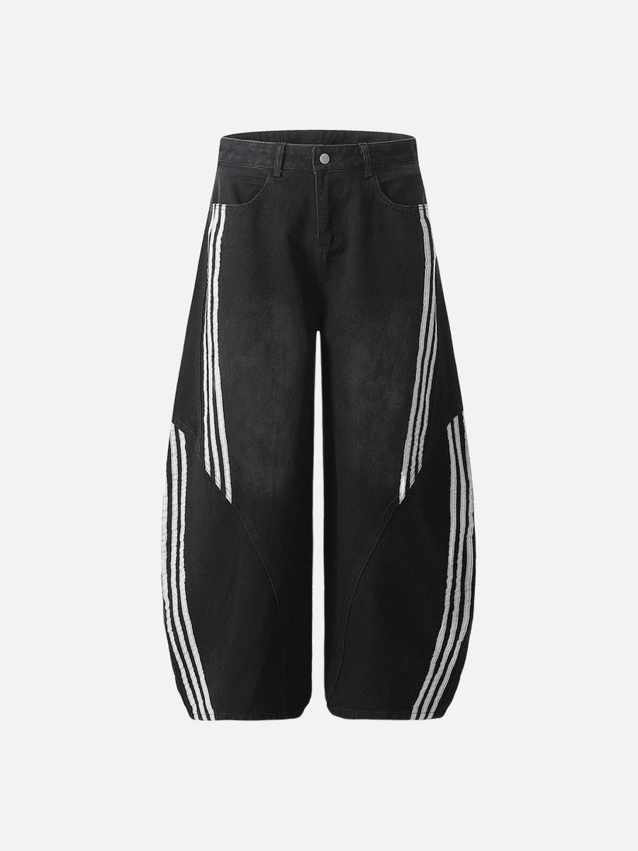 DAXUEN Wide-leg denim pants with stripes