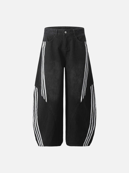 DAXUEN Wide-leg denim pants with stripes