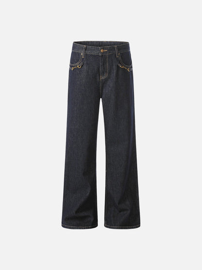 DAXUEN Wide-leg denim trousers in dark indigo, white, and black