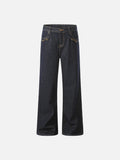 DAXUEN Wide-leg denim trousers in dark indigo, white, and black