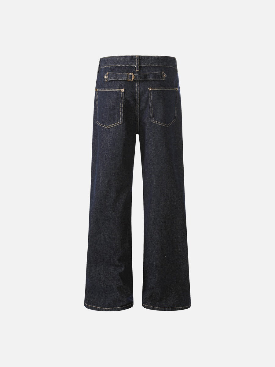 DAXUEN Wide-leg denim trousers in dark indigo, white, and black