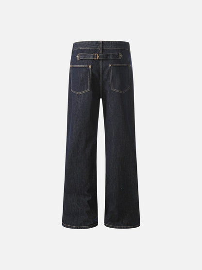 DAXUEN Wide-leg denim trousers in dark indigo, white, and black