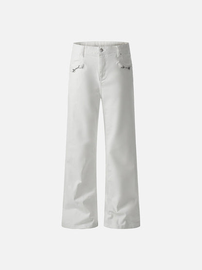 DAXUEN Wide-leg denim trousers in dark indigo, white, and black