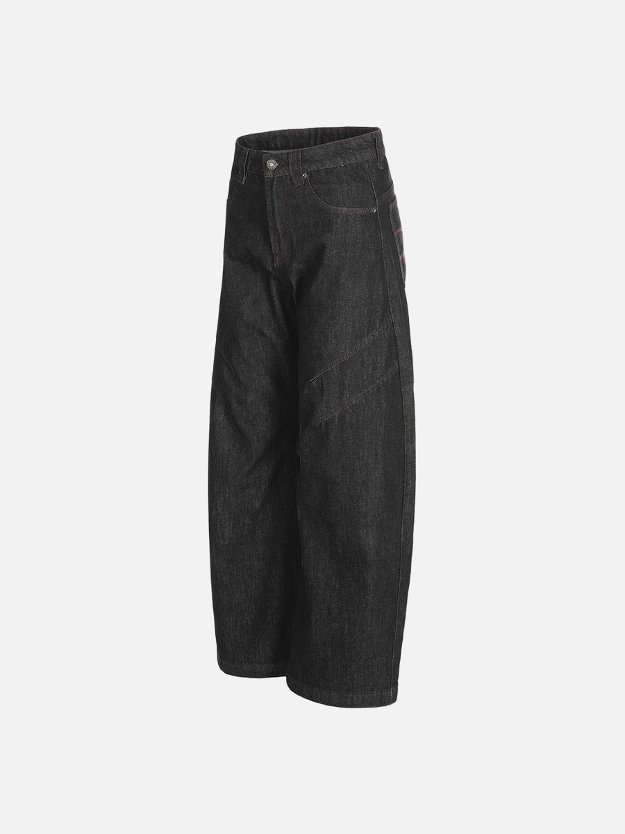 DAXUEN Wide-leg denim trousers with red stitching