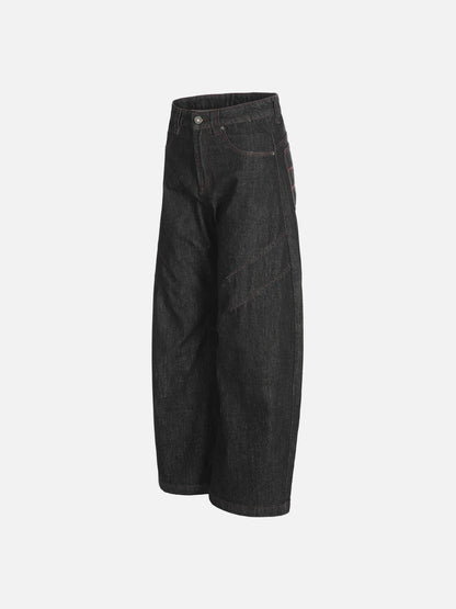 DAXUEN Wide-leg denim trousers with red stitching