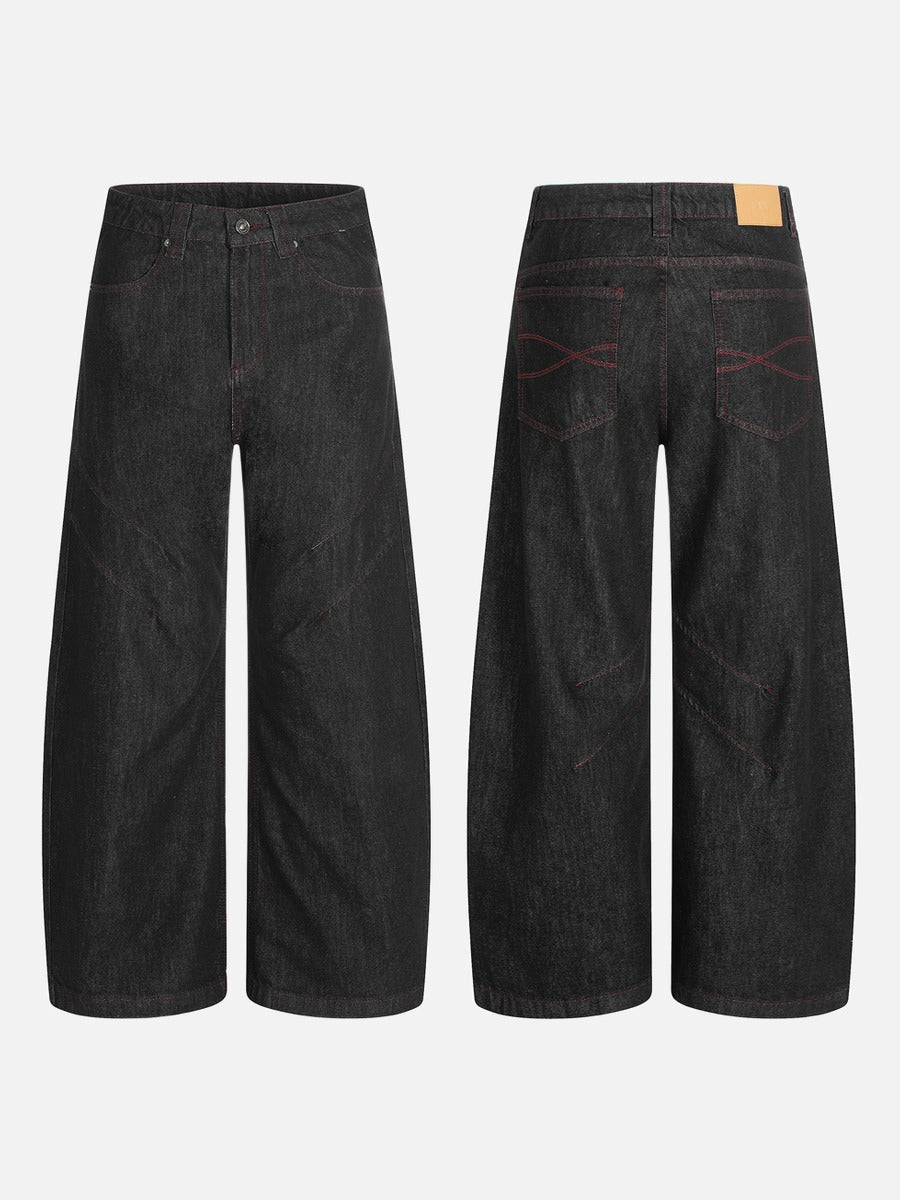 DAXUEN Wide-leg denim trousers with red stitching