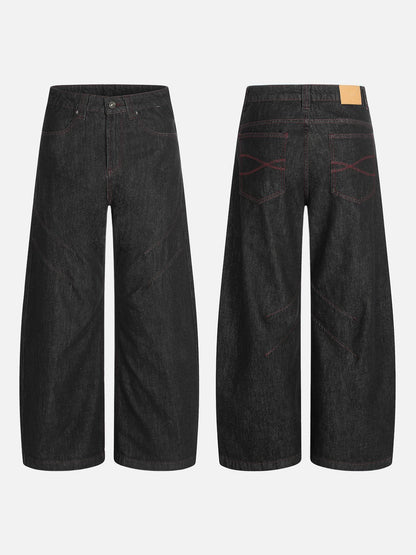 DAXUEN Wide-leg denim trousers with red stitching