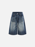 DAXUEN Pair of wide-leg distressed denim shorts