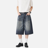 DAXUEN Pair of wide-leg distressed denim shorts