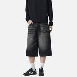DAXUEN Pair of wide-leg distressed denim shorts