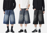 DAXUEN Pair of wide-leg distressed denim shorts