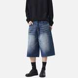 DAXUEN Pair of wide-leg distressed denim shorts