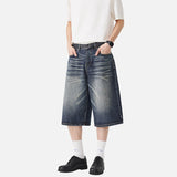 DAXUEN Pair of wide-leg distressed denim shorts