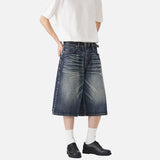 DAXUEN Pair of wide-leg distressed denim shorts