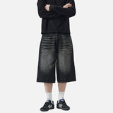 DAXUEN Pair of wide-leg distressed denim shorts