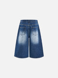 DAXUEN Pair of wide-leg distressed denim shorts