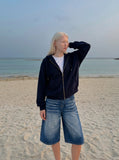 DAXUEN Wide-Leg Distressed Denim Shorts | DAXUEN — model photo