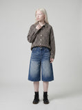 DAXUEN Wide-Leg Distressed Denim Shorts | DAXUEN — model photo