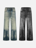 DAXUEN Wide-leg denim jeans with gradient wash and button fly