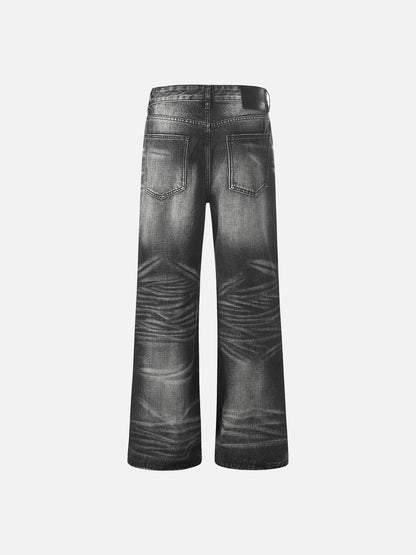 DAXUEN Wide-leg denim jeans with gradient wash and button fly