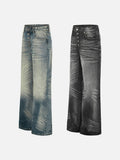 DAXUEN Wide-leg denim jeans with gradient wash and button fly